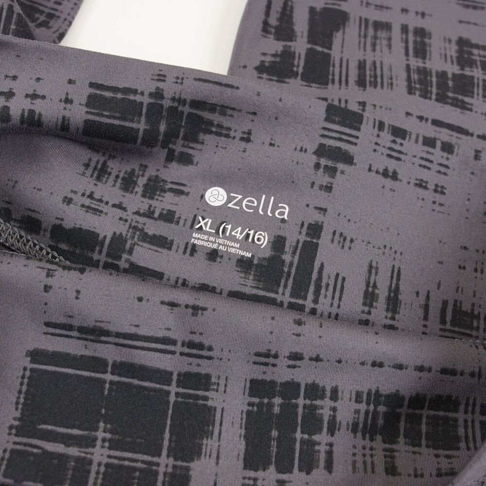 Zella Daily High Waisted Black Gray Grid Print Leggings Girls Sz XL 14/16 - Picture 5 of 11